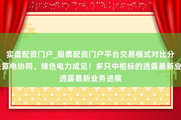 实盘配资门户_股票配资门户平台交易模式对比分析 事关算电协同、绿色电力成见！多只中枢标的透露最新业务进展